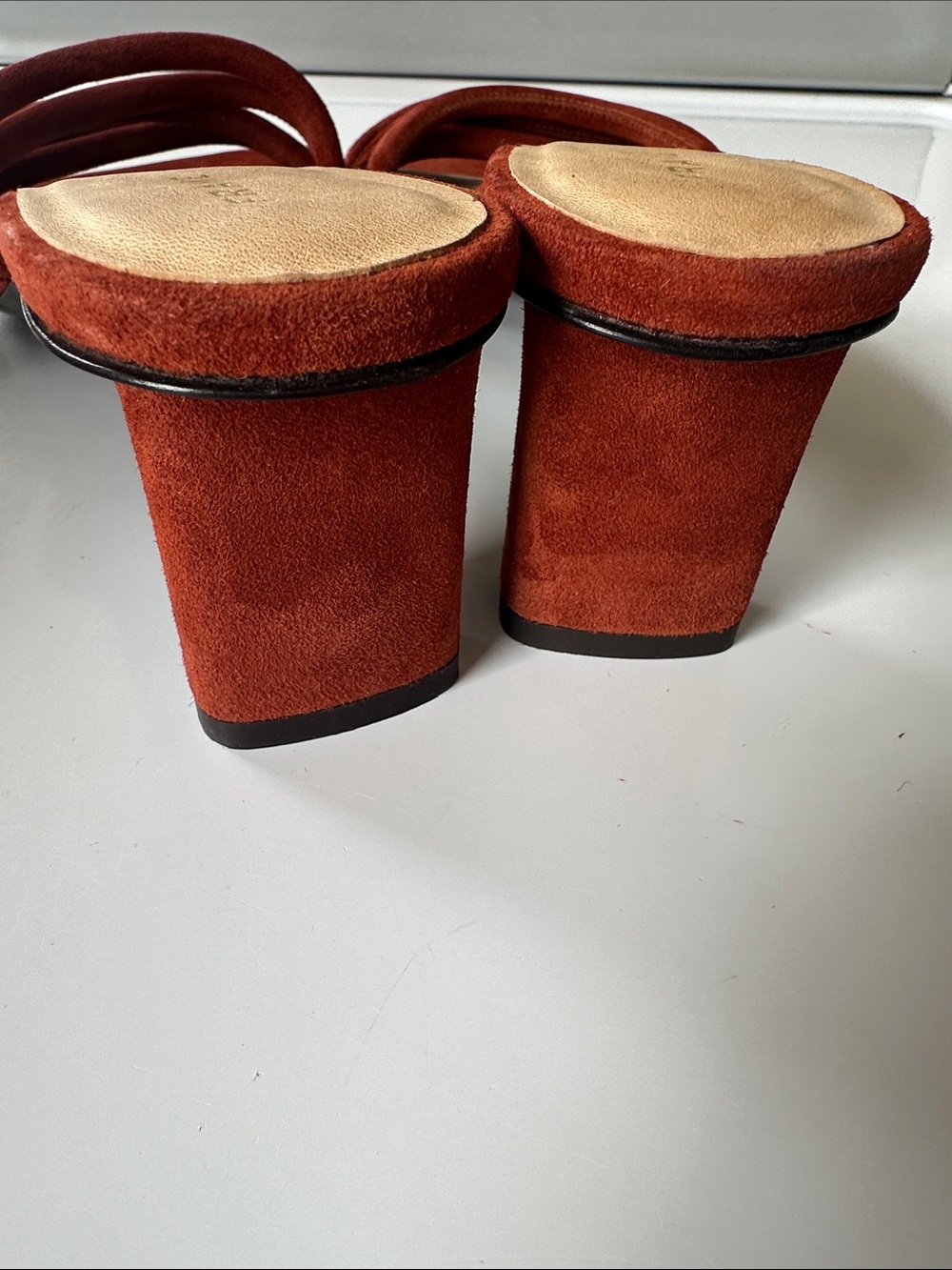 Frame Le Tonga Suede Leather Mules Strappy Sandal EU38.5 US8 Brown Shoes Morocco - Picture 10 of 16